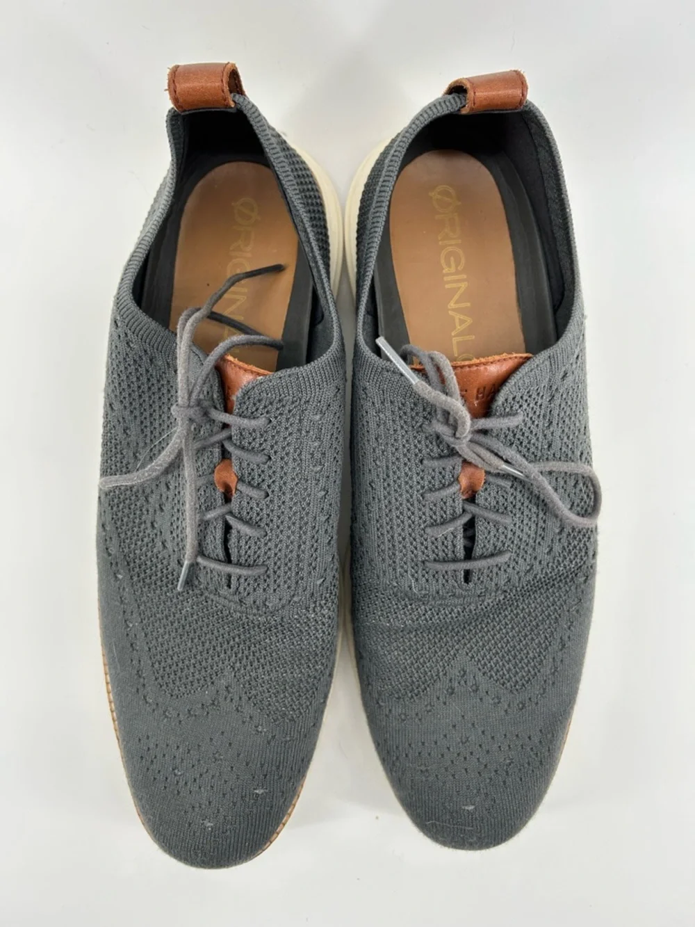 Cole Haan Men's Charcoal Knit Wingtip Oxfords